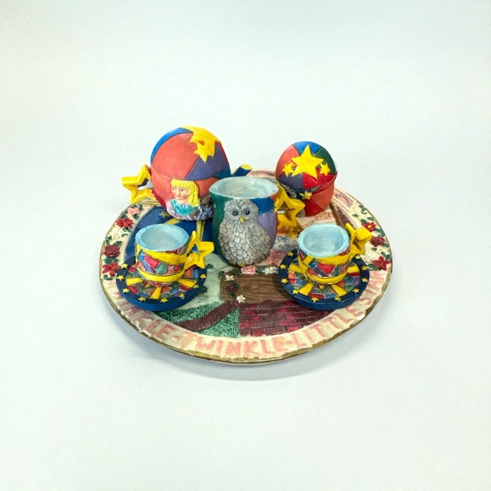 Twinkle Little Star Ceramic Tea Set By Youngs Inc. 1996 With Hand-Painted Design